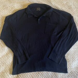 Guess Navy Knit Long Sleeve Polo Shirt - Size Medium